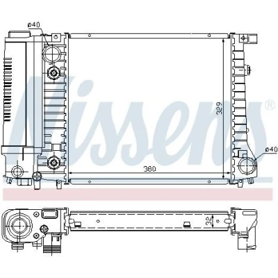 Abbildung von NISSENS 60731A Kühler, Motorkühlung Aluminium 380 329 32 Kühlrippen gelötet BMW: 3 Limousine, Cabrio, Touring