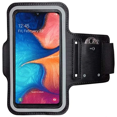 Abbildung von CoverKingz Sportarmband für Samsung Galaxy A20e Armtasche mit Schlüsselfach Sport Laufarmband Handy Armband Schwarz