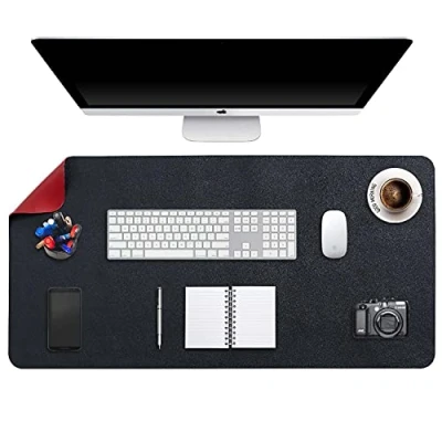 Abbildung von DOBAOJIA Mausepad XXL, Große Mausmat, Laptop Schreibtischmatte, Schreibtischunterlage, Büro Schreibtisch Pad, Schreibblock, Doppelseitige Verwendung PU Leder Wasserdicht 90 x 43cm (Schwarz/Rot)