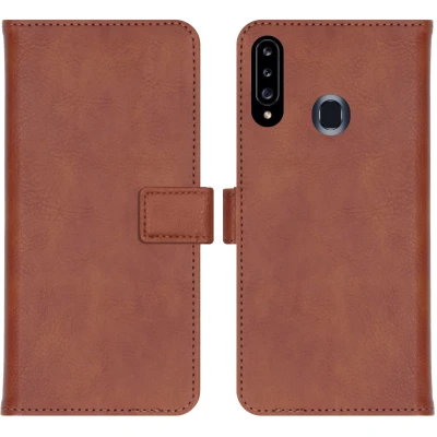 Abbildung von Samsung Galaxy A20s Hülle Kunstleder iMoshion Klapphülle Handyhülle Braun