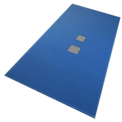 Abbildung von VOUNOT Poolabdeckung rechteckig, Pool Abdeckplane aus Polyethylen 160 g/m² mit Abflussnetz, Doppelte Poolplane Wasserdicht Schimmelresistent Reißfest Aluminiumösen 5X10m