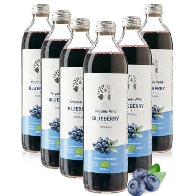 Abbildung von LOOV Bio Wildheidelbeersaft aus nordischen Wäldern, 100% direkt gepresster Blaubeer Muttersaft, nicht Konzentrat, ohne Wasser und Zuckerzusatz, echte Direktsaft, 6 x 500ml
