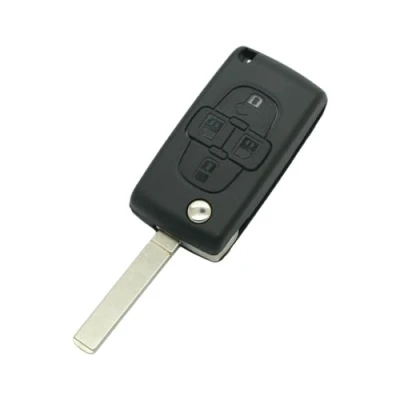 Abbildung von BROVACS Ersatz Schlüsselgehäuse CE0523 Typ VA2, kompatibel mit Peugeot 1007 807 4 Tasten Keyless Entry Flip Remote Key Case Fob SS316