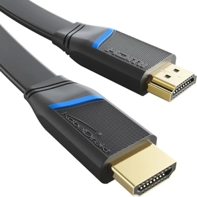 Abbildung von KabelDirekt flaches HDMI Kabel 3 m 4K@60Hz (Flachkabel zum Verlegen Extra Kupfer für bis zu 18 Gbit/s nach 2.0 Standard, High Speed mit Ethernet, Blu ray/PS5/Xbox/Switch, schwarz)