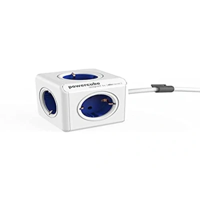 Abbildung von Allocacoc 1306BL/DEEXPC PowerCube Extended, 5X Steckdose und Verteiler, 230V Schuko weiß/blau 8718444085553