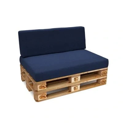 Abbildung von POKAR Palettenkissen Palettenauflagen mit abnehmbarem Bezug Palettenmöbel Palettensofa 2er Set: Sitzkissen 120x80 + Rückenlehne 120x40, Dunkelblau