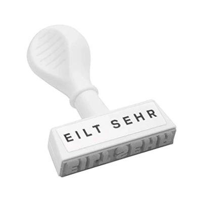 Abbildung von WEDO 19319 Lagertext Stempel EILT SEHR, Kunststoff, Abdruckbreite ca. 45 mm, ergonomischer Griff, weiß