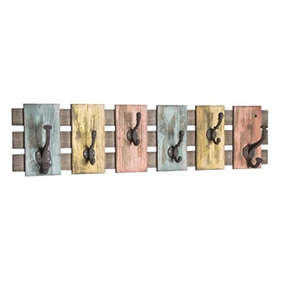 Abbildung von HAKU Möbel Wandgarderobe bunt, Vintage, Massivholz, Metall Maße: B 81 cm x H 20 T 11 cm, Style: Industrial