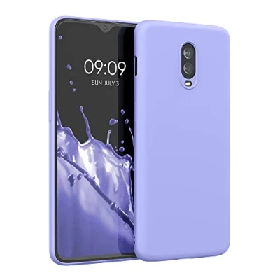 Abbildung von kwmobile Hülle kompatibel mit OnePlus 6T gummierte TPU Silikon Handyhülle Schutzhülle für kabelloses Laden Case in Pastell Lavendel