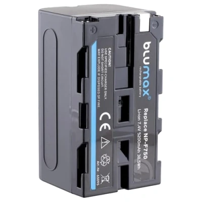 Abbildung von Blumax Akku kompatibel mit Sony NP F750 / F550 F970 F960 F570 5200mAh (Blackmagic F570) auch für Diverse Blitzgeräte Videoleuchten