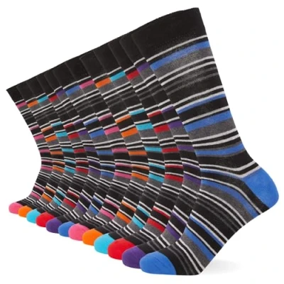 Abbildung von FM London (12er Pack) Smart Mens Socken Atmungsaktive einfarbige, gemusterte und schwarze Herren Baumwollsocken Geeignet für Arbeits Freizeitkleidung