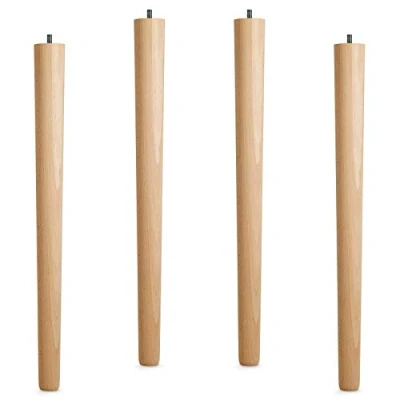 Abbildung von 4er Set Tischbeine Buche roh H 645 mm/Ø 60/40 mm mit Gewindestift M10 Ideal für Küchen &amp; Ess Tische/Tischfüße Holz Möbelfüße von SO TECH®