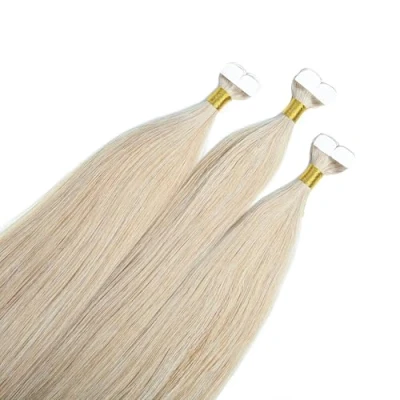 Abbildung von hair2heart Premium Mini Tape Extensions Echthaar 12 Tapes 40cm 10/1 hell lichtblond asch