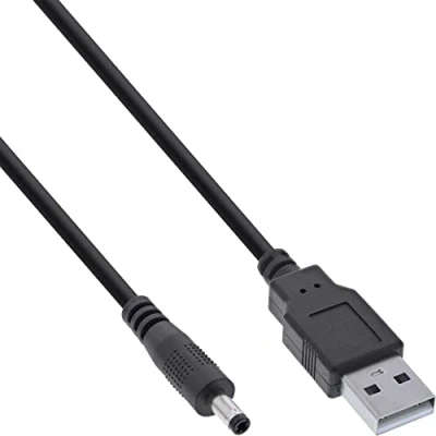 Abbildung von InLine® USB DC Stromadapterkabel, A Stecker zu 4,0x1,70mm Hohlstecker, schwarz, 1m
