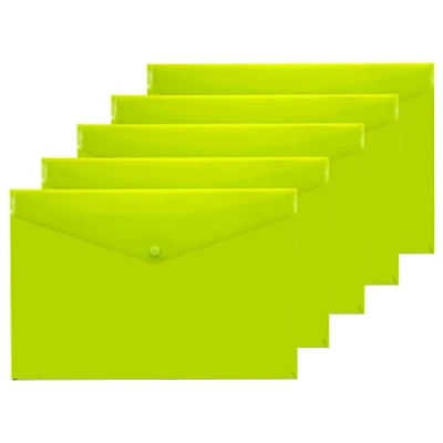 Abbildung von eco eco035GREEN Dokumentenmappe mit Druckknopf, A4+, 50% recycelt, transparent, Kunststoff, Grün, 5 Stück