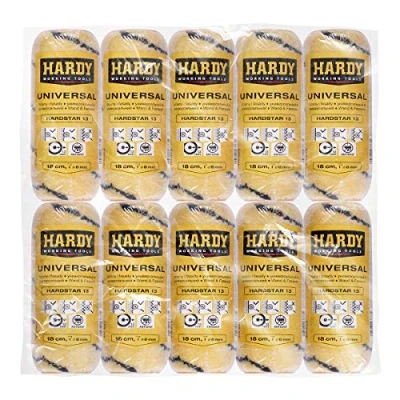 Abbildung von HARDY WORKING TOOLS 10x Malerwalze 18cm, Florhöhe 13mm, Durchmesse 48mm, Farbrolle, Malerrolle, Farbwalze, gelb weiß