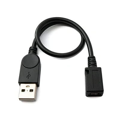 Abbildung von System S USB 2.0 Kabel 30 cm Micro B Buchse zu Typ A Stecker Adapter in Schwarz