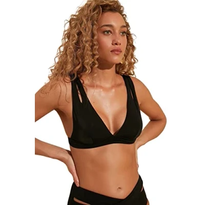 Abbildung von TRENDYOL Damen Neckline: Detailed Triangular Bikini Top, Schwarz, 34 EU