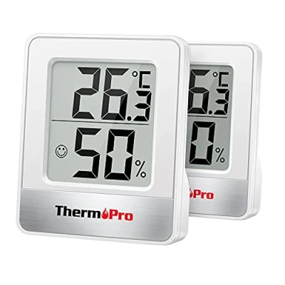 Abbildung von ThermoPro TP49 2 Kleines digitales Hygrometer, Innenthermometer, Raumthermometer, Temperaturmonitor und Feuchtigkeitsmesser für den Komfort des Büros zu Hause, Reptilienthermometer, Stück