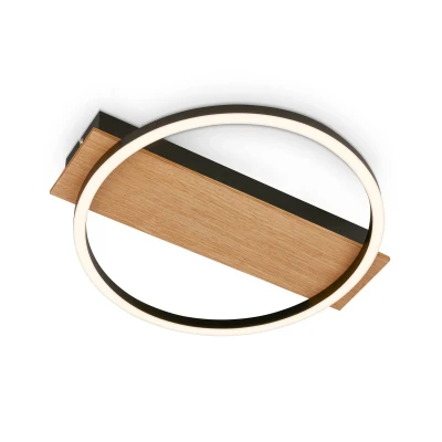 Abbildung von BRILONER LED Deckenlampe mit Holzdekor, Warmweiße Lichtfarbe, 13W, 1400 lm, Deckenleuchte, Lampe, Wohnzimmerlampe, Schlafzimmerlampe, Küchenlampe, 34x30x6 cm, Schwarz Holz