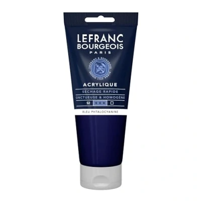 Abbildung von Lefranc Bourgeois 300408 Fine Acrylfarbe Phthalozyaninblau, 200ml Tube, cremige auf Wasserbasis, schnell trocknend, lichtecht, wasserfest
