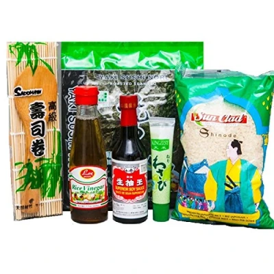 Abbildung von Sushi Starter Set 6 teilig + Gratis Reislöffel Pamai Pai® Wasabi Nori