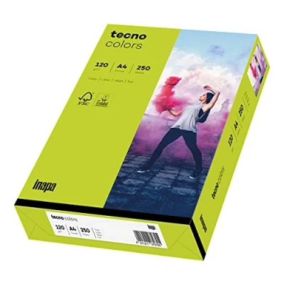 Abbildung von tecno Kopierpapier colors leuchtend grün DIN A4 120 g/qm 250 Blatt