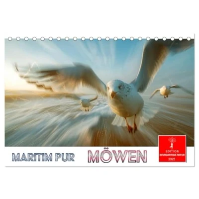 Abbildung von Maritim pur Möwen (Tischkalender 2025 DIN A5 quer), CALVENDO Monatskalender