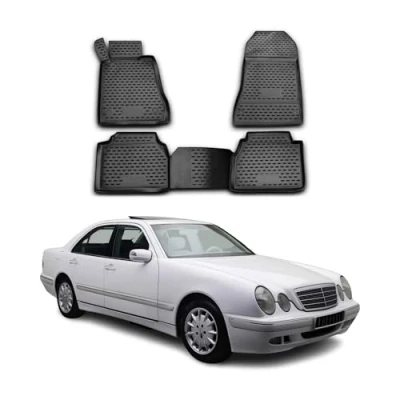 Abbildung von OMAC Gummimatten Fußmatten kompatibel mit Mercedes W210 1995 2002 TPE Automatten Schwarz 4X