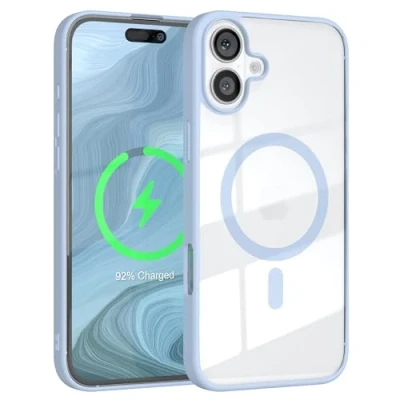 Abbildung von EAZY Case Hülle für iPhone 16 Plus kompatibel mit Qi Charging Ultra Aufprallschutz Stoßfest und Kratzfest dünne Schutzhülle Kameraschutz Silikon Cover Hybrid Handy Hell Blau