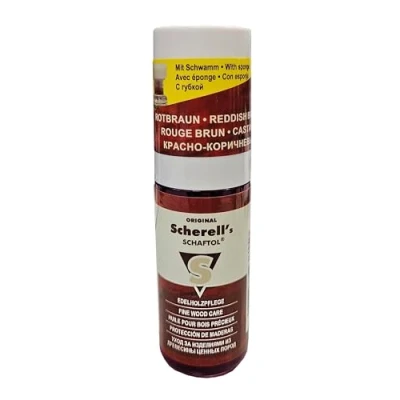Abbildung von BALLISTOL 23815 Scherell&#039;s SCHAFTOL rotbraun Edelholzpflege für Gewehrschaft 50 ml Flasche mit Applikationsschwamm