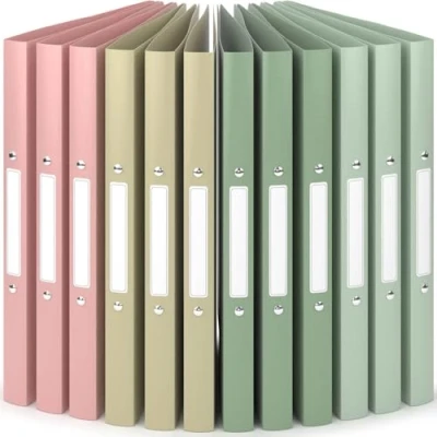 Abbildung von ACROPAQ 12 x Ringbuch A4 Mit 2 Ringen, Rückenetiketten, Rückenbreite 2,5 cm, Erde, Natur Farbkollektion Ringhefter, Ringordner, Ordner Schmal, Ringmappe A4, Schulordner