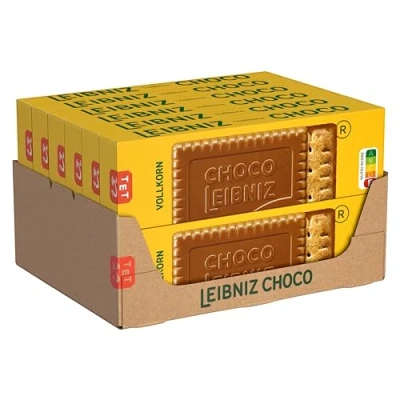 Abbildung von LEIBNIZ Choco Vollkorn, 12er Pack, knusprige Vollkornkekse eingebettet in zarte Milchschokolade, Großpackung als Vorrat oder zum Verkauf (12 x 125 g)
