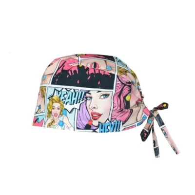 Abbildung von MEDIZAL FASHION OP Haube mit Schnüren, Arzt Kostüm Zubehör Unisex, Hauben Stoff Wiederverwendbare, Krankenschwester Baumwolle, Haube, Medizinische Kappe Comic