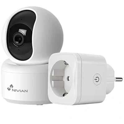 Abbildung von NIVIAN 360 Grad WiFi Dome Kamera+Stecker Aufnahme auf MicroSD (Nicht im Lieferumfang enthalten), 2K Audio bidirektionale Erkennung und Auto Tracking geeignet für den Innenbereich, kompatibel mit