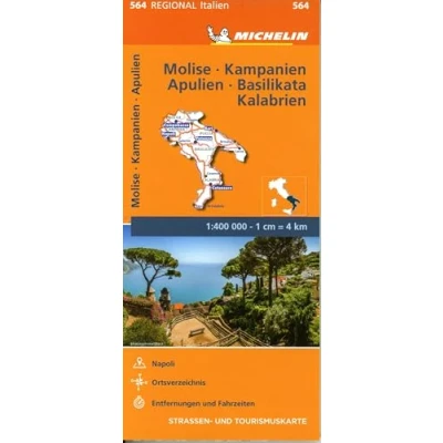 Abbildung von Michelin Molise, Kampanien, Apulien, Basilikata, Kalabrien: Straßen und Tourismuskarte 1:400.000 (MICHELIN Regionalkarten)