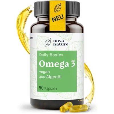 Abbildung von [NEU] Omega 3 Vegan Algenöl Kapseln mit EPA + DHA Laborgeprüft aus nachhaltigen Aquakulturen, Veganes 3, 90 Stück von NovaNature©