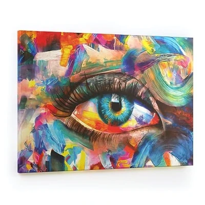 Abbildung von ALLboards Magnettafel CANVASboards 90x60cm Auge mit der Farbe des Regenbogens, Memoboards Magnetpinnwand Canvas Bilder