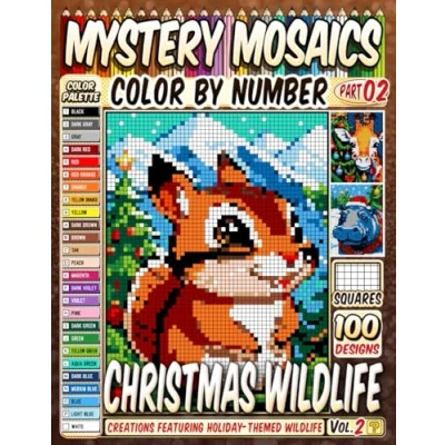 Abbildung von Christmas Wildlife Mystery Mosaics Color by Number Vol 2: 100 Pixel Art Creations Featuring Holiday Themed