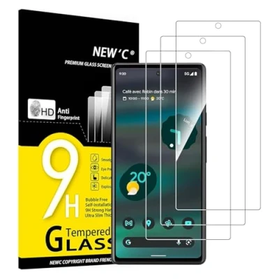 Abbildung von NEW&#039;C 3 Stück, Panzer Schutz Glas für Google Pixel 6a (6,1&quot;), Frei von Kratzern, 9H Härte, HD Displayschutzfolie, 0.33mm Ultra klar, Ultrabeständig