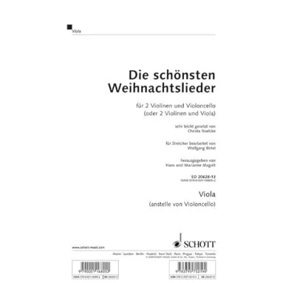 Abbildung von Die schönsten Weihnachtslieder: 2 Violinen und Violoncello. Violastimme (statt Cello).