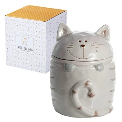 Abbildung von SPOTTED DOG GIFT COMPANY Keramik Vorratsdose in Katzen Form Aufbewahrungsbehälter mit Deckel für Kaffee, Tee und Zucker Geschenk Katzenliebhaber