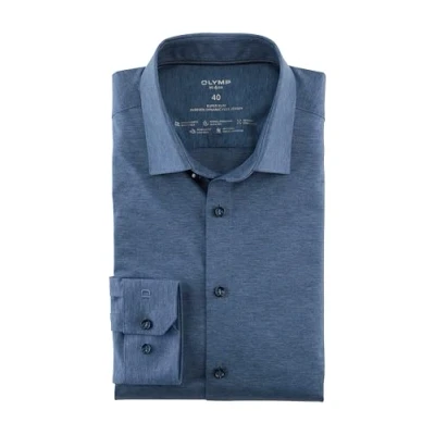 Abbildung von OLYMP No. Six 24/Seven super slim Businesshemd Langarm Haifischkragen Struktur rauchblau Gr. 46