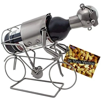 Abbildung von BRUBAKER Weinflaschenhalter Rennradfahrer Flaschenhalter, (inklusive Grußkarte), Metall Skulptur, Wein Geschenk, Weinhalter