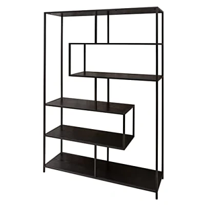 Abbildung von riess ambiente Bücherregal SLIM LINE 185x114cm schwarz, Einzelartikel 1 tlg., Wohnzimmer · Holzwerkstoff Metall mit Ablage Industrial