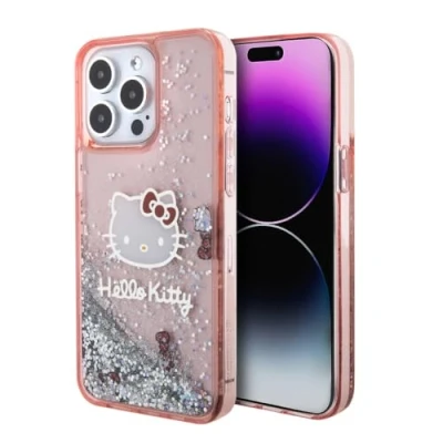 Abbildung von Mobile CG Hello Kitty Back Case für iPhone 15 Pro Max Liquid Glitter Head Charms Pink