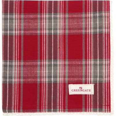 Abbildung von Greengate Elia Stoffserviette mit Spitze rot 40x40cm