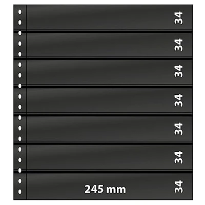 Abbildung von Lindner, Omnia, Blätter (18 ringe) 7er Einteilung (245x34 mm.) Transp/m. Schwarzer Zwischenfolie zur doppelseitigen Nutzung Abm: 272x296 mm. pro 10
