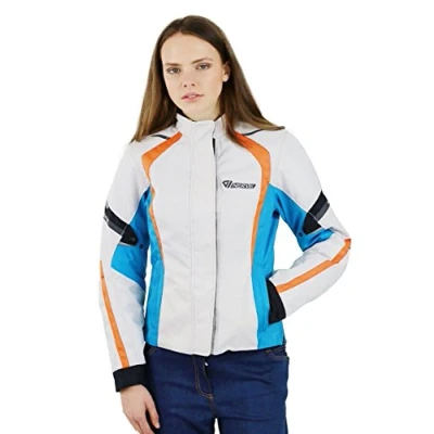 Abbildung von Nerve Artemis Damen Motorrad Jacke, Weiß/Blau, 38