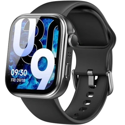 Abbildung von TOZO S6 Smartwatch Herren Damen, 1,85&quot; AMOLED HD Screen Fitnessuhr mit Bluetooth Anrufe, 100 Sportmodi Herzfrequenz/Schlafmonitor/Schrittzähler, IP68 wasserdicht Sportuhr für Android iOS, Schwarz